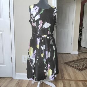 Nine West Purple and White Sleeveless Midi Sundress